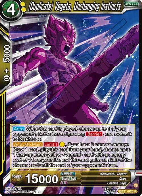 Vegeta, Unchanging Instincts Frente