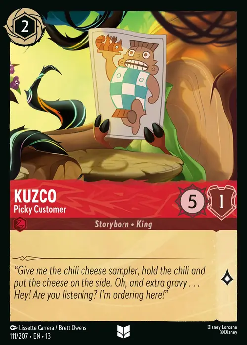 Kuzco - Picky Customer Card Front