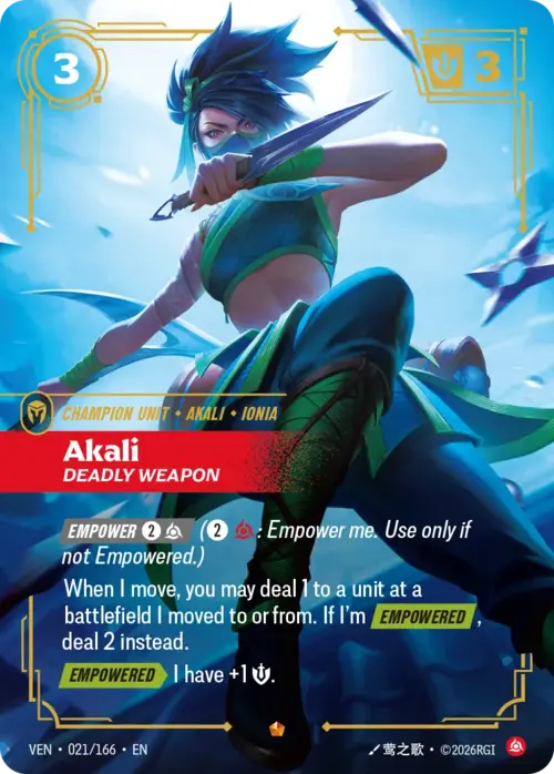 Akali, Deadly Weapon Card Front