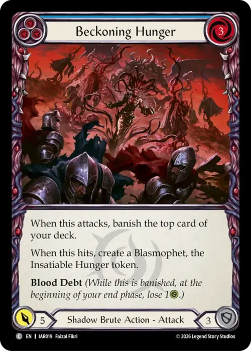 Beckoning Hunger - Blue Card Front