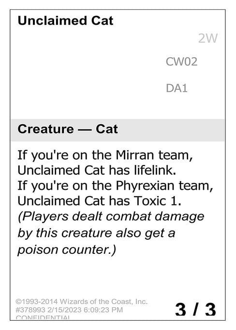 Unclaimed Cat Card Front