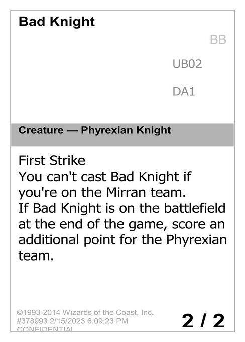 Bad Knight Card Front
