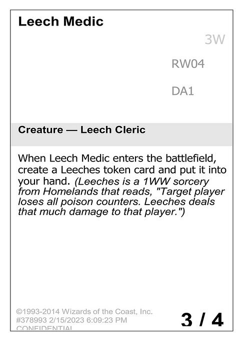 Leech Medic Card Front