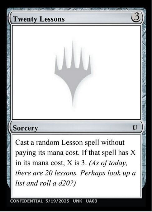 Twenty Lessons Card Front