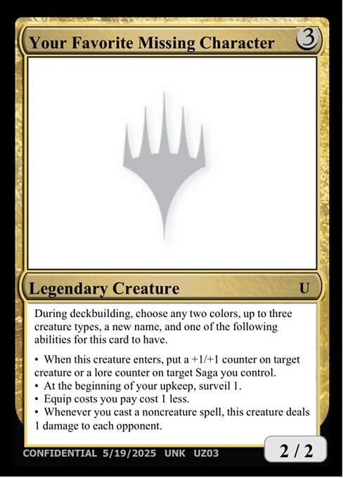 Your Favorite Missing Character Card Front