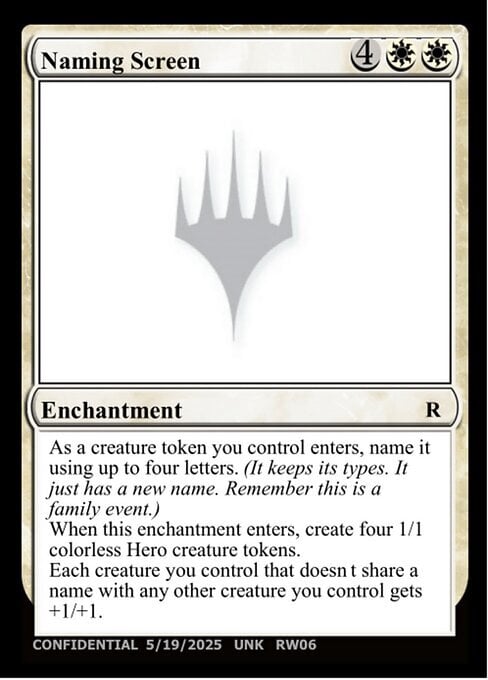 Naming Screen Card Front