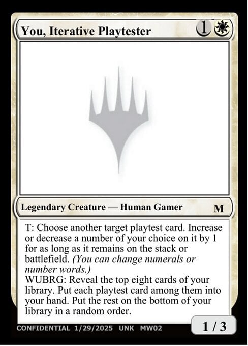 You, Iterative Playtester Card Front