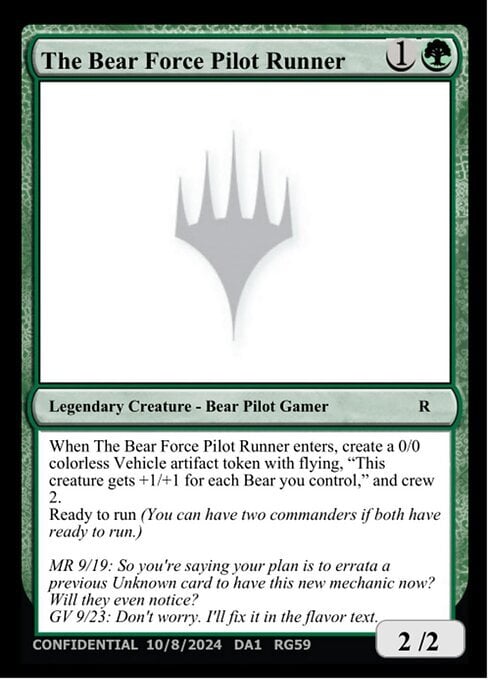The Bear Force Pilot Runner Card Front