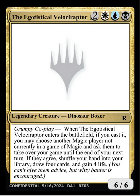 The Egotistical Velociraptor Frente
