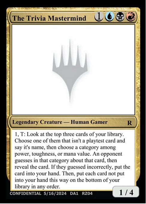 The Trivia Mastermind Card Front
