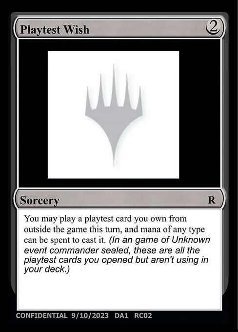 Playtest Wish Card Front