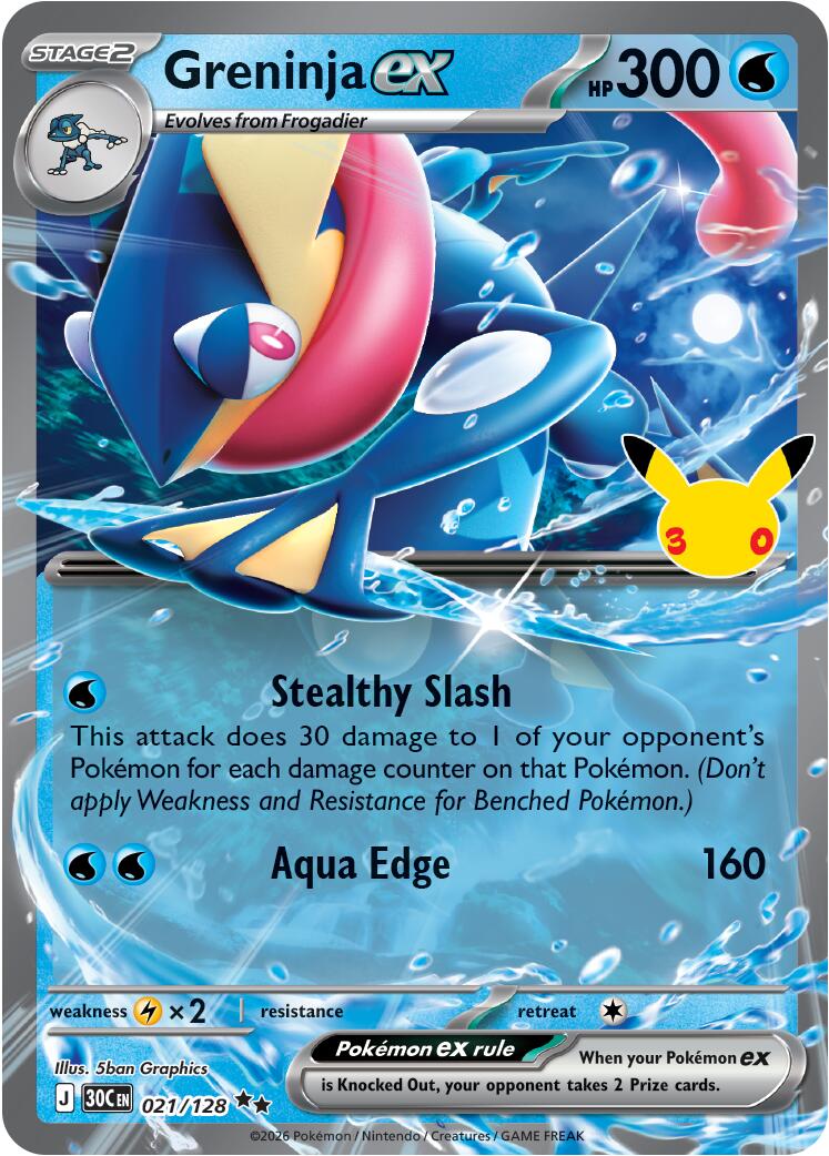 Greninja ex (Ultra Rare | 021/128) - 30th Celebration