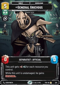 Generale Grievous, Schiacciateli! Card Front
