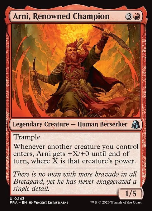 Arni, Renowned Champion Card Front