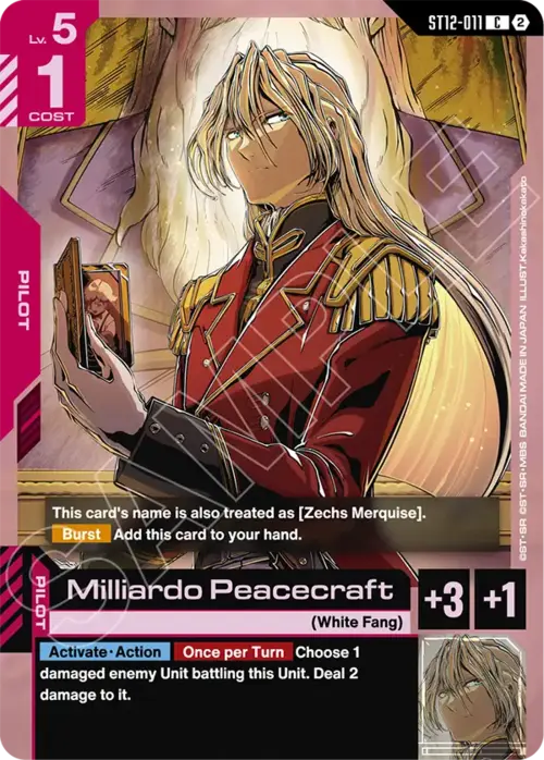 Milliardo Peacecraft Card Front