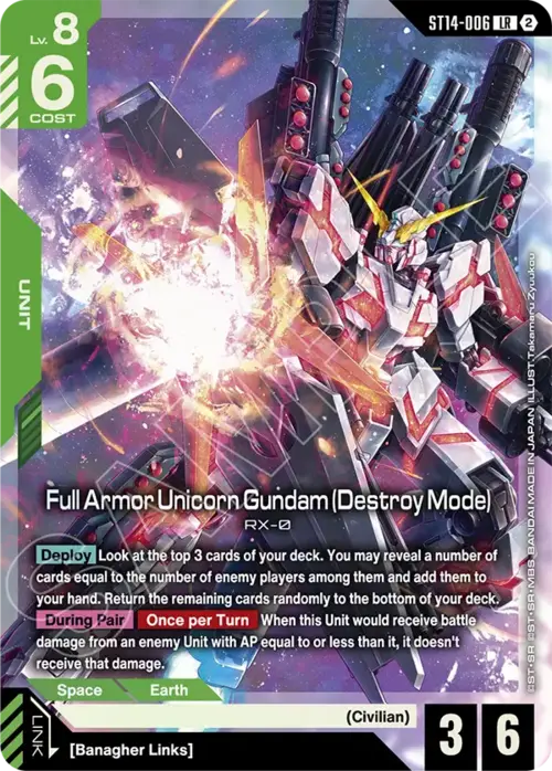 Full Armor Unicorn Gundam (Destroy Mode) Card Front