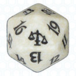 White Judgment D20 Die