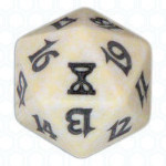 White Time Spiral D20 Die