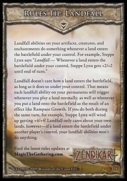 Rules Tip: Landfall Card Front