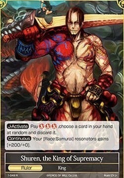 Shuren, the King of Supremacy // Barust, the Machine God of Conflagration Card Front