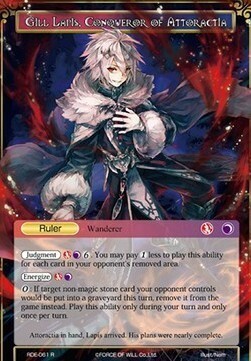 Gill Lapis, Conqueror of Attoractia // Gill Lapis, Rebel of Darkest Fires Card Front