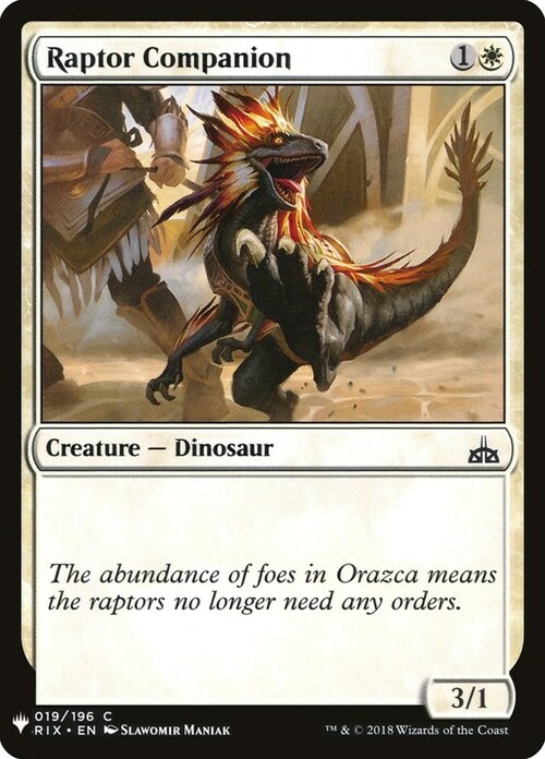 Raptor Companion Card Front