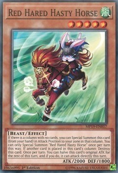 Red Hared Hasty Horse Card Front