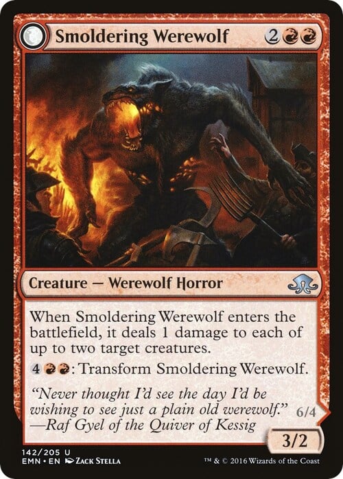 Smoldering Werewolf // Erupting Dreadwolf Card Front