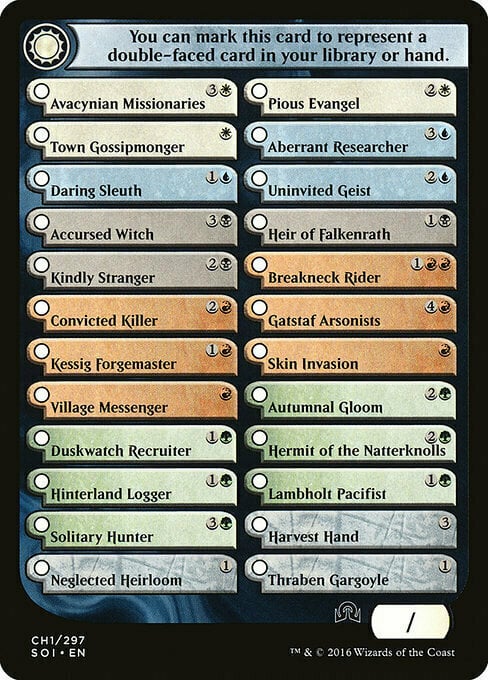 Double-Faced Card Proxy Checklist Card Front