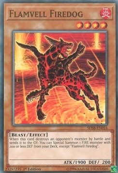 Carta Yu-Gi-Oh! Flamvell Firedog (AP01-EN004) - Súper Rara - Edición Ilimitada