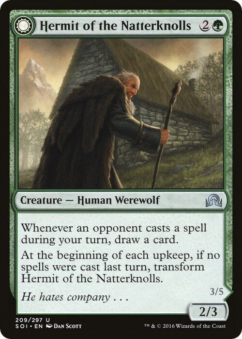 Hermit of the Natterknolls // Lone Wolf of the Natterknolls Card Front