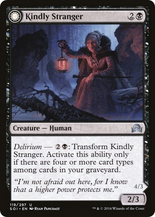 Kindly Stranger // Demon-Possessed Witch Card Front