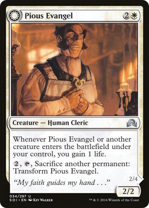 Pious Evangel // Wayward Disciple Card Front