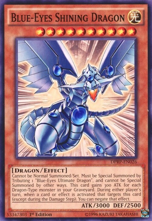 Blue-Eyes Shining Dragon Card Front