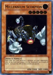 yugioh scorpion card Chaos - Red and Black * Send 1 card from the top of your opponents Deck to the Graveyard. Millennium Scorpion The Lost Millennium