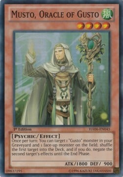 Musto, Oracle of Gusto Card Front