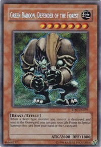 Green Baboon, Defender of the Forest Card Front